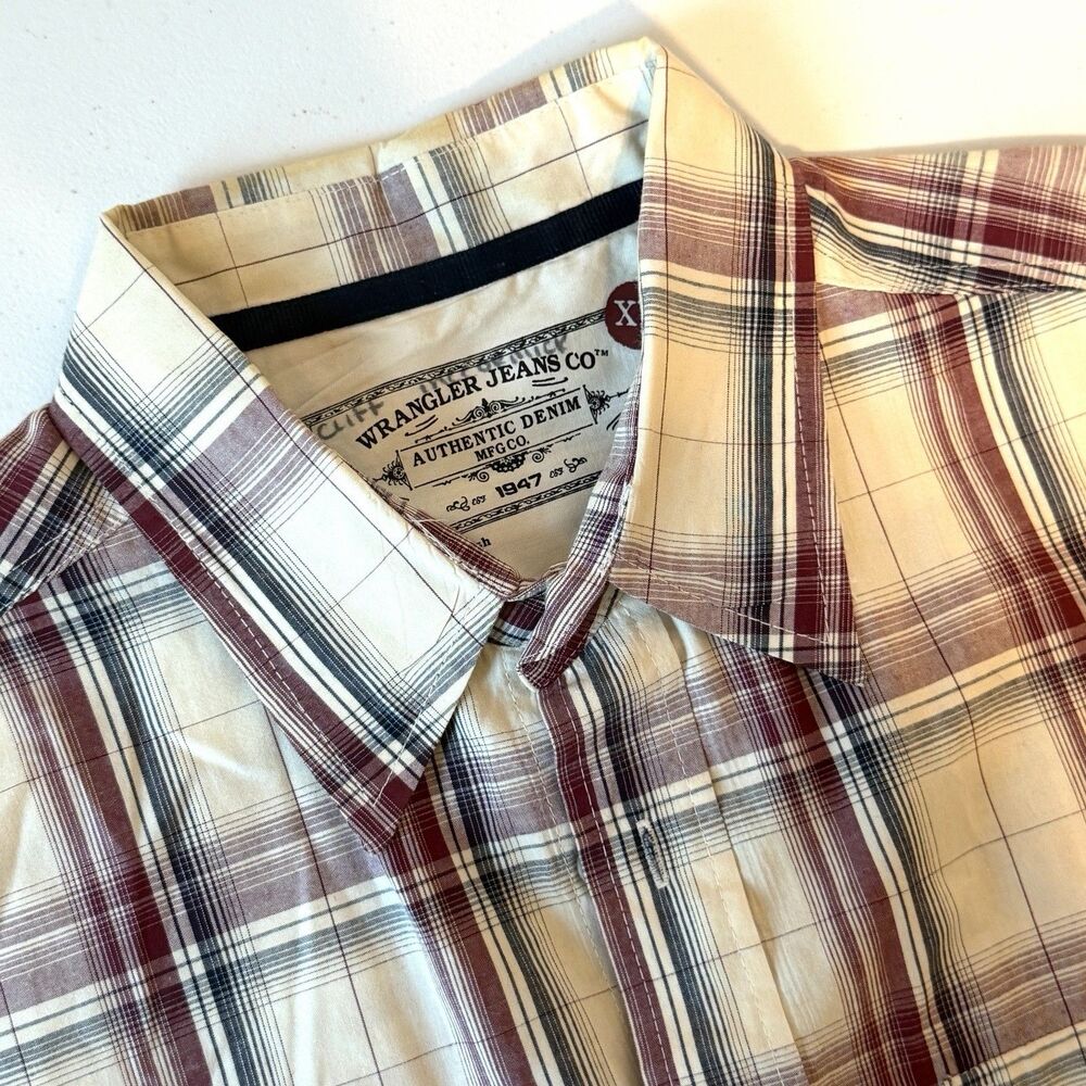 Wrangler Men’s XL Western Plaid Long Sleeve Button Front Shirt – Vintage Wash